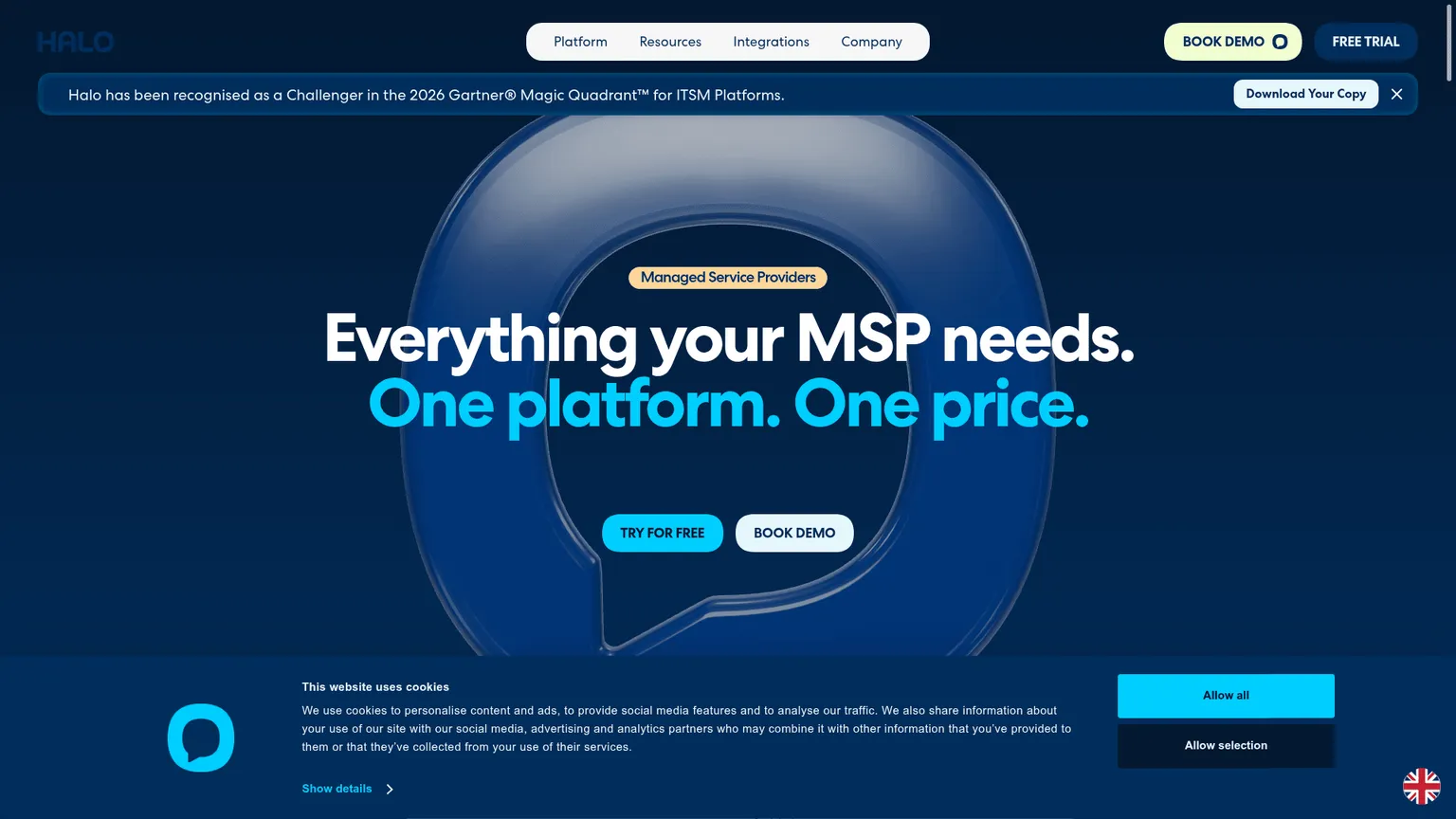 HaloPSA homepage, as taken from HaloPSA