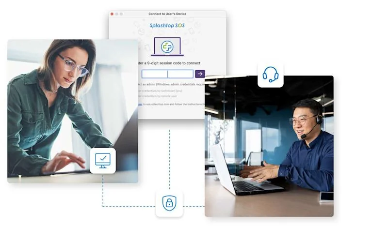 Splashtop remote support session with technician interface