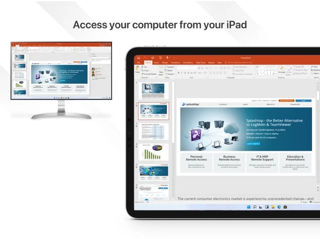 Splashtop cross-device remote access demo - iPad and desktop